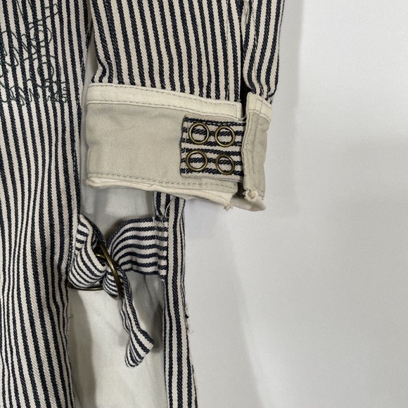 Desigual Charcoal Londres Blazer Jacket Women's Size 36 Striped Raw Edge Cotton - Picture 5 of 11